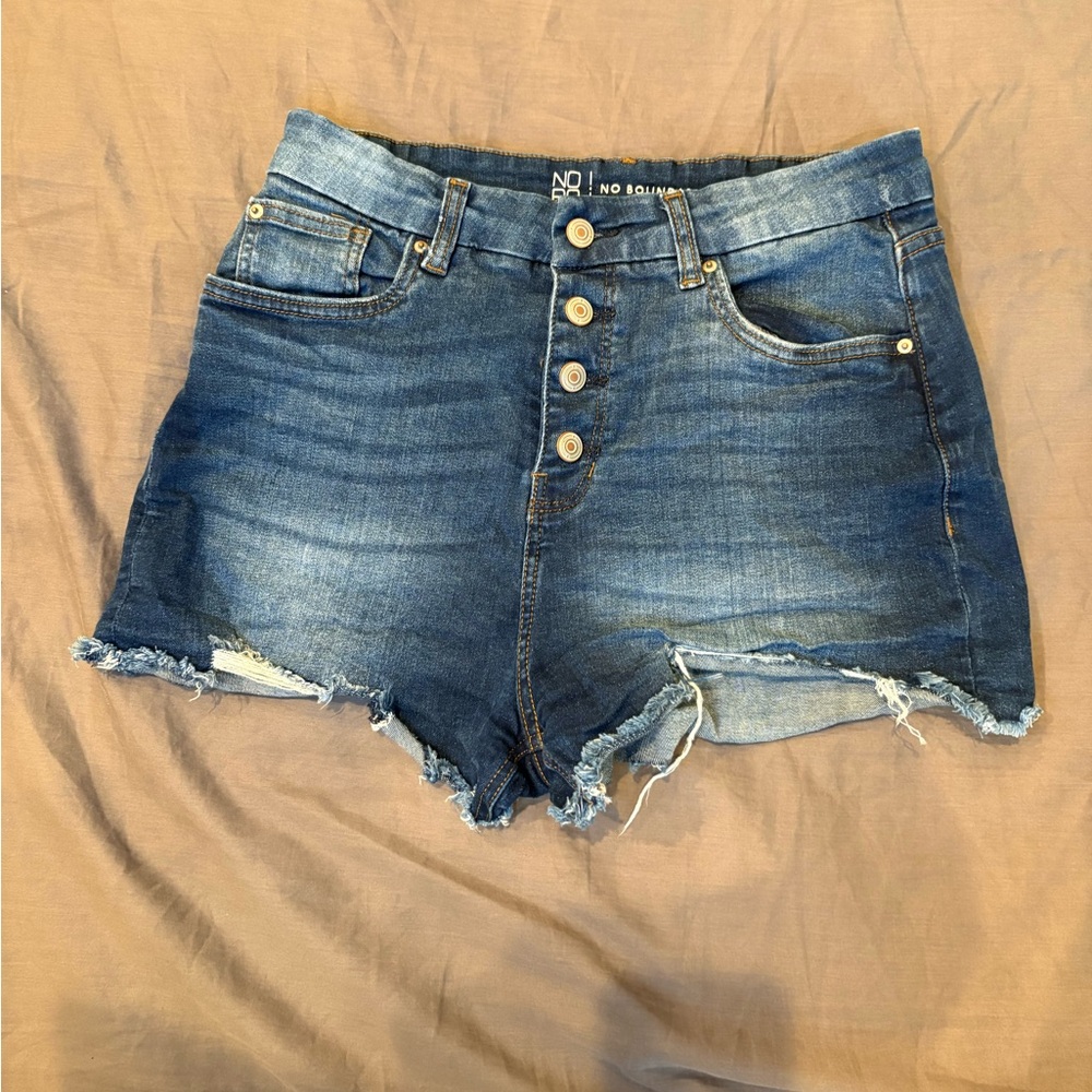 No Boundaries Women's Blue Distressed Jean Shorts